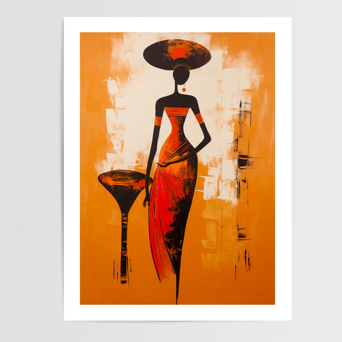 Poster Femme africaine - Élégance et couleurs vibrantes d'un portrait ethnique — Vierge - poster-presentation-produit — passe-partout blanc