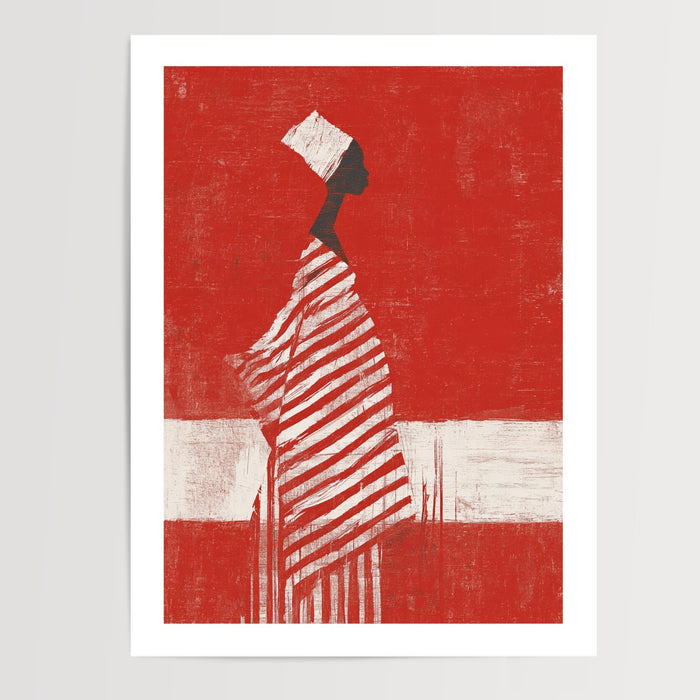 Poster Femme africaine - Élégance et fierté au turban blanc — Vierge - poster-presentation-produit — passe-partout blanc