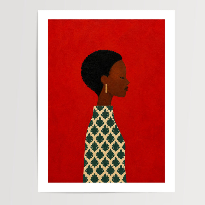 Poster Femme africaine - Présence silencieuse et beauté affirmée — Vierge - poster-presentation-produit — passe-partout blanc