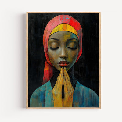 Poster Femme africaine - Un instant de prière et de paix
