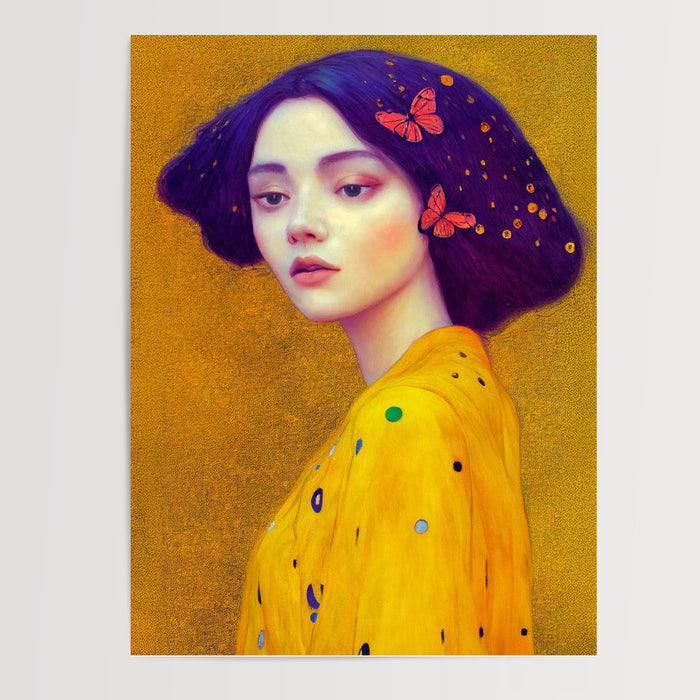 Poster Femme aux papillons - Grâce dorée selon Klimt — Vierge - poster-presentation-produit