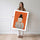 Poster femme lisant livre fond orange vif décoration murale entrée couloir moderne — passe-partout blanc