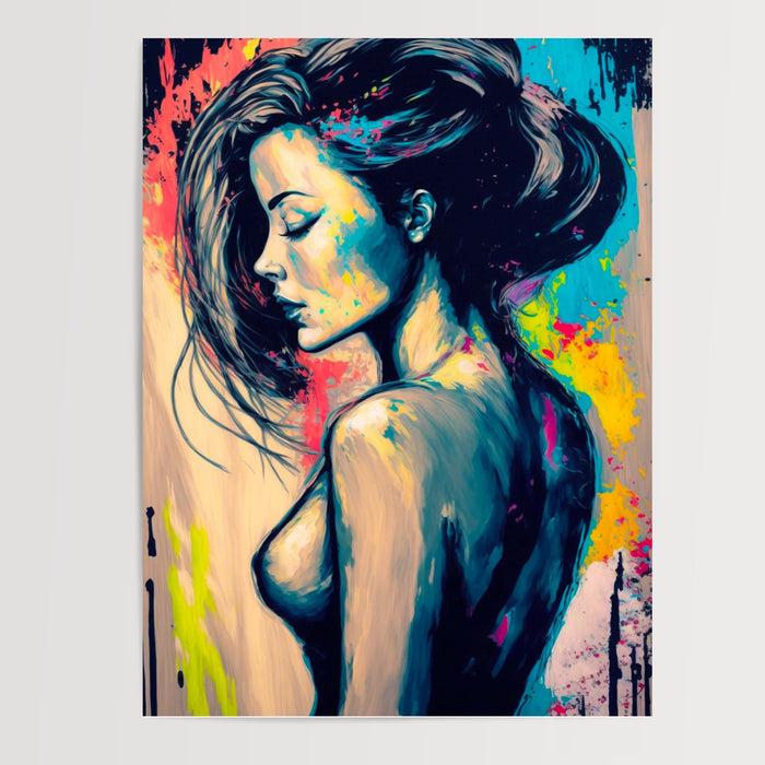 Poster Femme sensuelle - Silhouette féminine en couleurs vives — Vierge - poster-presentation-produit