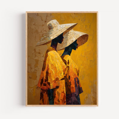 Poster Femmes africaines - Deux silhouettes dorées dans la lumière