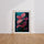 Poster Feuilles de monstera - Rose tropical sur fond profond — Vierge - living-room — passe-partout blanc