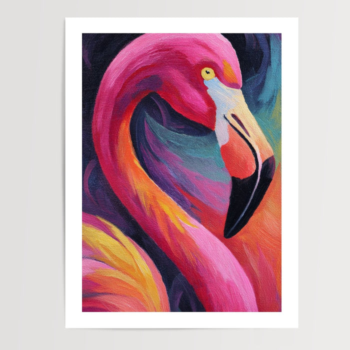 Poster Flamant rose - Élégance fuchsia et lumière d'été — Vierge - poster-presentation-produit — passe-partout blanc