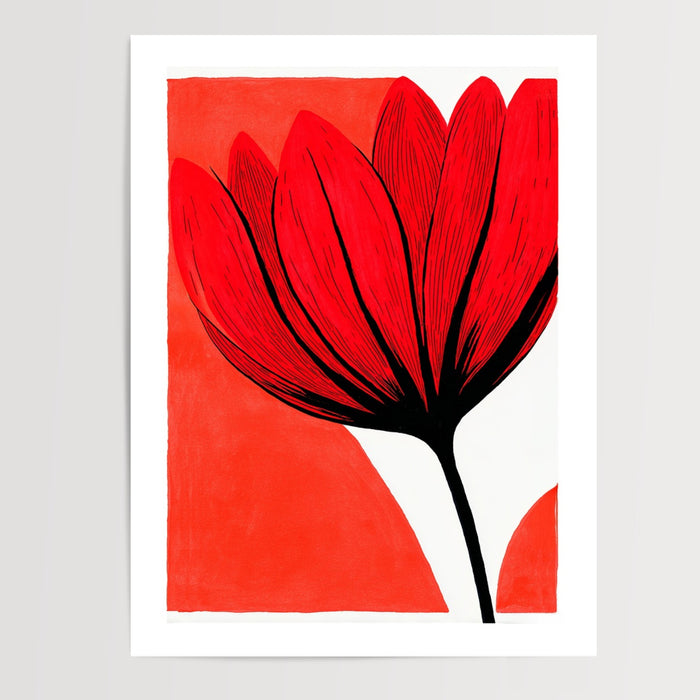 Poster Fleur rouge - Éclat graphique et lignes audacieuses — Vierge - poster-presentation-produit — passe-partout blanc