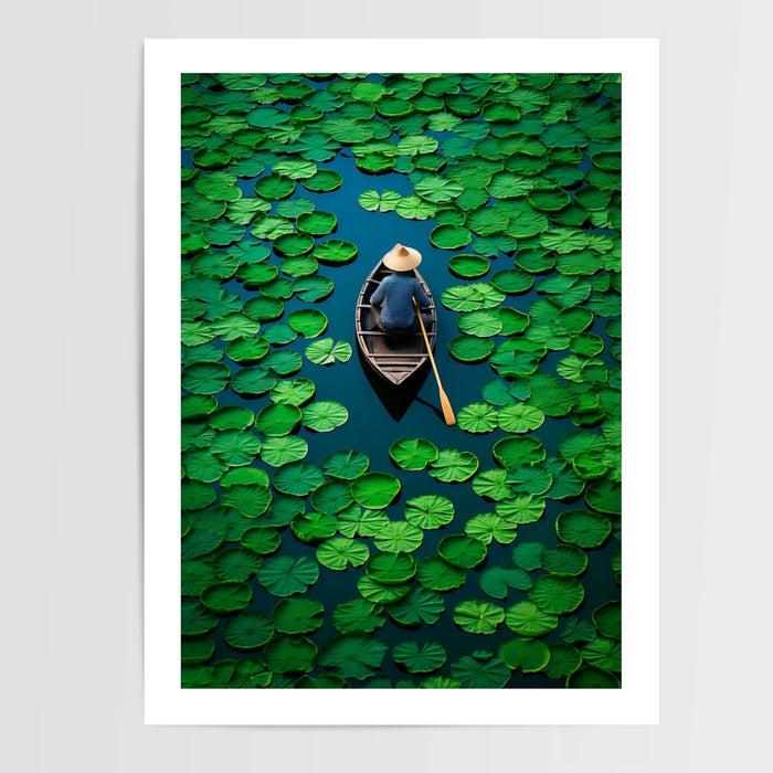 Poster Fleurs de lotus - Douceur d'un lac au petit matin — Vierge - poster-presentation-produit — passe-partout blanc