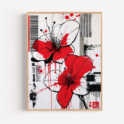 Poster Fleurs rouges - Éclaboussures street art et énergie brute