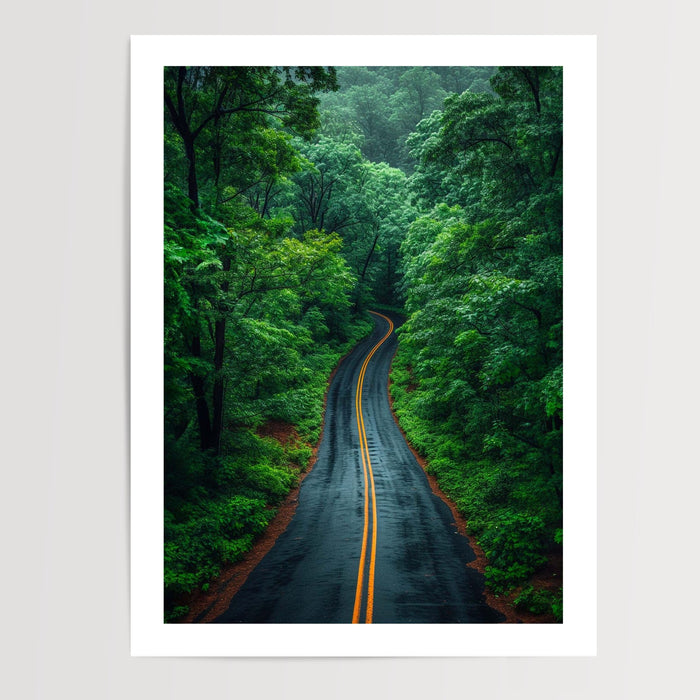 Poster Forêt - Sentier verdoyant et souffle de nature apaisante — Vierge - poster-presentation-produit — passe-partout blanc