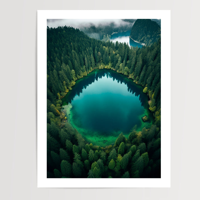 Poster Forêt verdoyante - Une échappée verte et apaisante — Vierge - poster-presentation-produit — passe-partout blanc