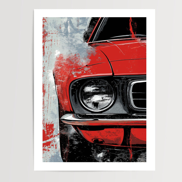 Poster Ford Mustang rouge - La légende américaine 1967-68 — Vierge - poster-presentation-produit — passe-partout blanc