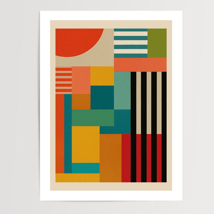 Poster Formes lunaires - Douceur géométrique inspirée du Bauhaus — Vierge - poster-presentation-produit — passe-partout blanc
