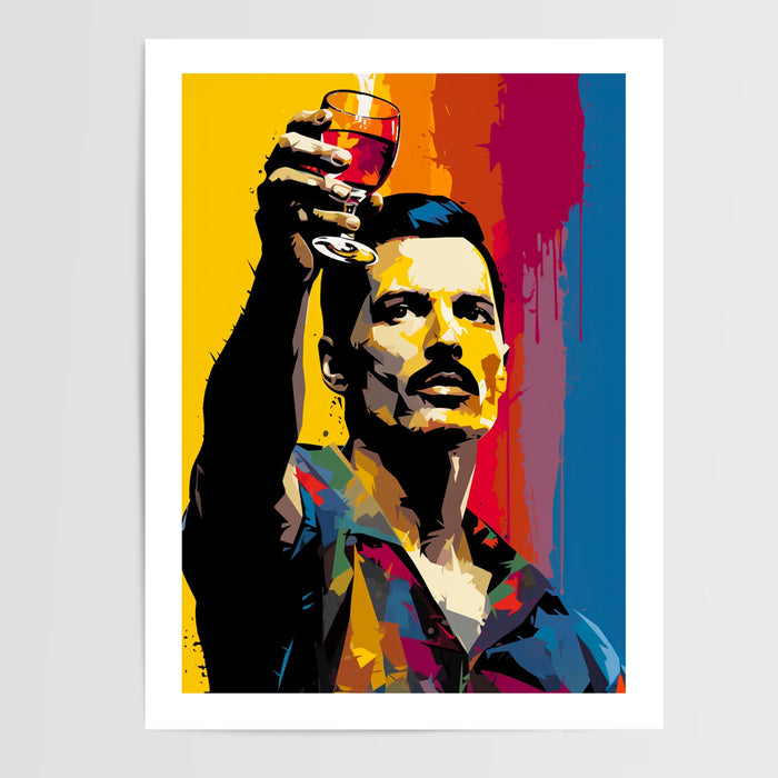 Poster Freddie Mercury - Icône du rock aux couleurs électriques — Vierge - poster-presentation-produit — passe-partout blanc