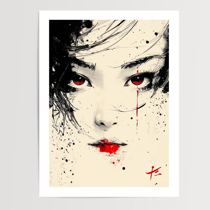 Poster Geisha - Grâce silencieuse et regard du Japon ancien — Vierge - poster-presentation-produit — passe-partout blanc