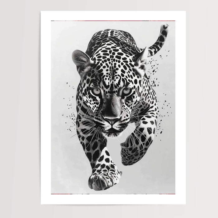 Poster Guépard en course - L'élégance sauvage en noir et blanc — Vierge - poster-presentation-produit — passe-partout blanc