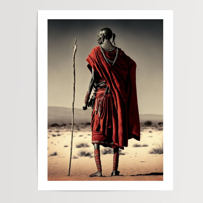 Poster Guerrier Maasai - Fierté et tradition d'une culture ancestrale — Vierge - poster-presentation-produit — passe-partout blanc