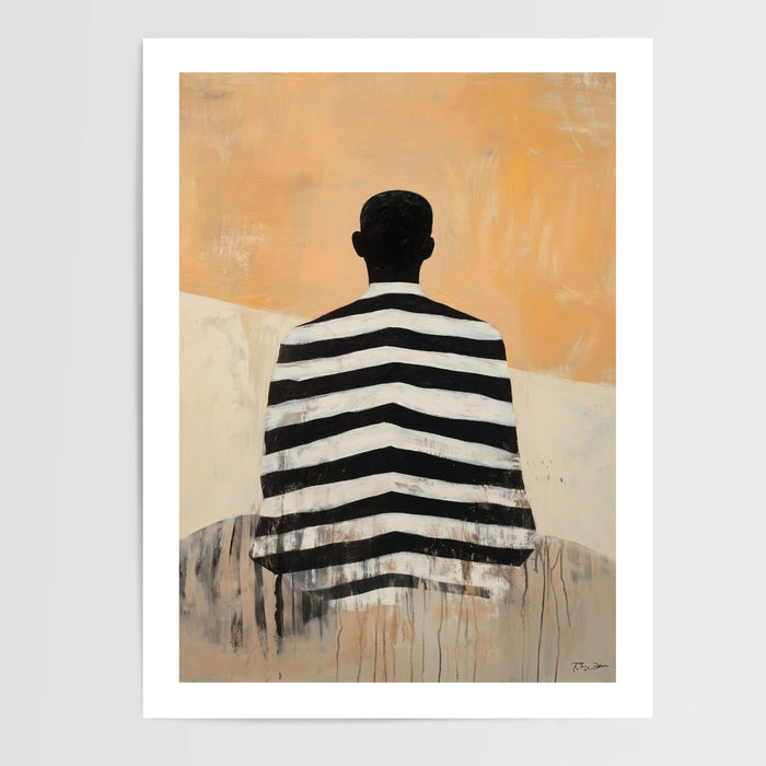 Poster Homme africain - Boubou rayé et fierté tranquille — Vierge - poster-presentation-produit — passe-partout blanc