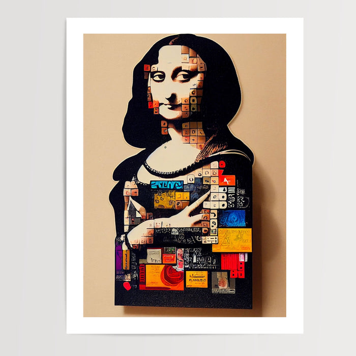 Poster Joconde pop art - La Mona Lisa revisitée en couleurs vibrantes — Vierge - poster-presentation-produit — passe-partout blanc