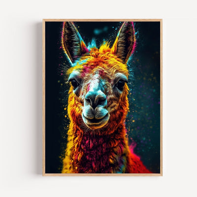 Poster Lama - Portrait haut en couleurs et plein de caractère