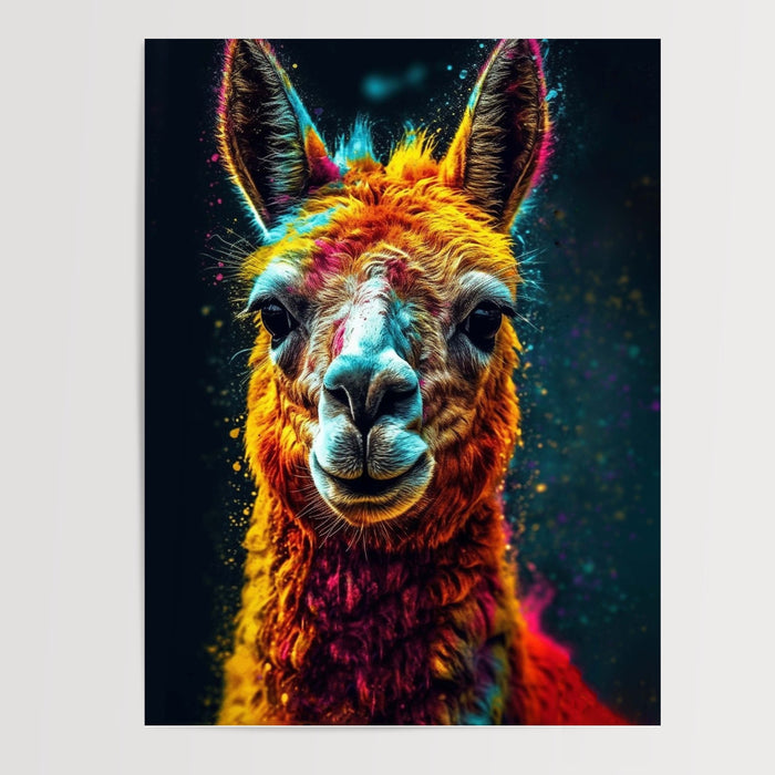 Poster Lama - Portrait haut en couleurs et plein de caractère — Vierge - poster-presentation-produit