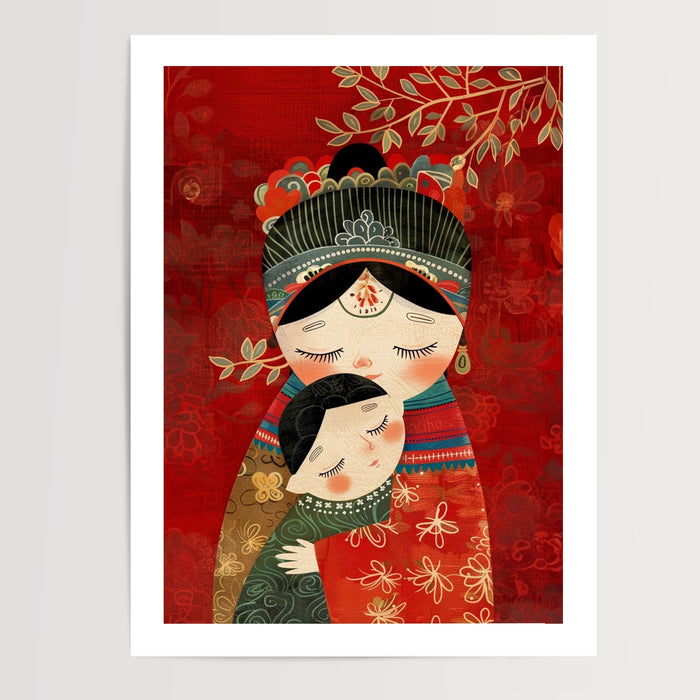 Poster Mère et enfant - Douceur inspirée des poupées russes — Vierge - poster-presentation-produit — passe-partout blanc