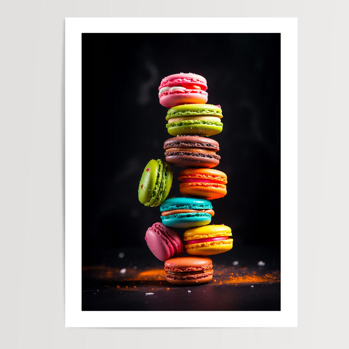 Poster Macarons gourmands - Douceurs pastel d'une pâtisserie française — Vierge - poster-presentation-produit — passe-partout blanc
