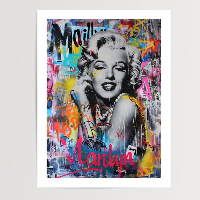 Poster Marilyn Monroe - Éclat glamour version street art — Vierge - poster-presentation-produit — passe-partout blanc