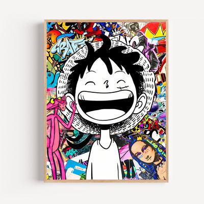 Monkey D. Luffy poster – One Piece street art met vrolijke glimlach