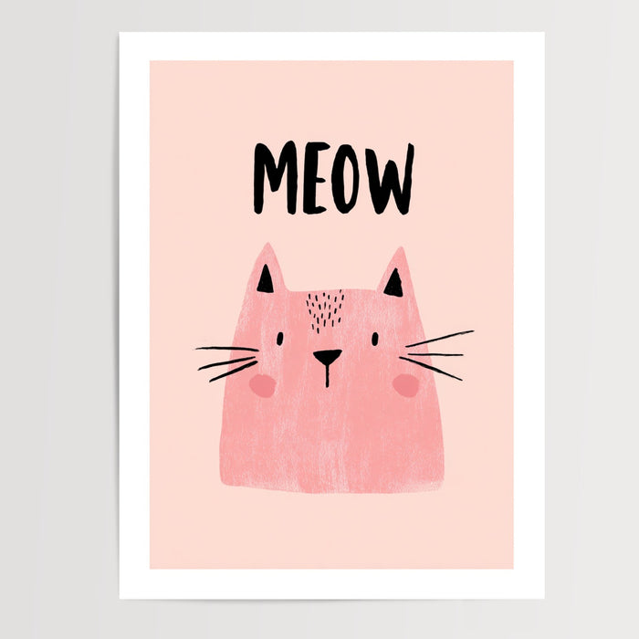 Poster mural Chatte rose - Douce amie pour chambre de fillette — Vierge - poster-presentation-produit — passe-partout blanc