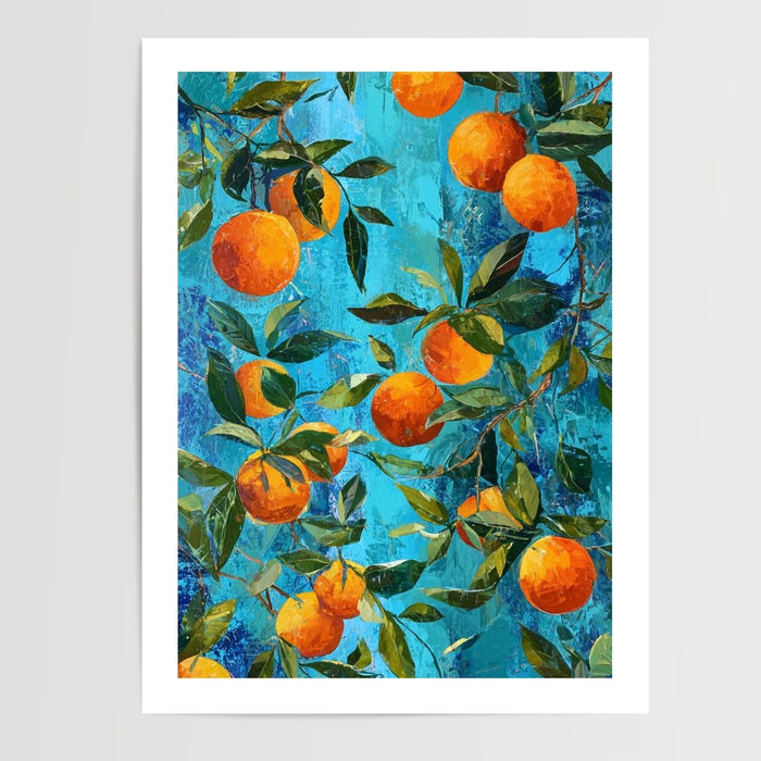 Poster mural Oranges - Fraîcheur d'un été en Méditerranée — Vierge - poster-presentation-produit — passe-partout blanc