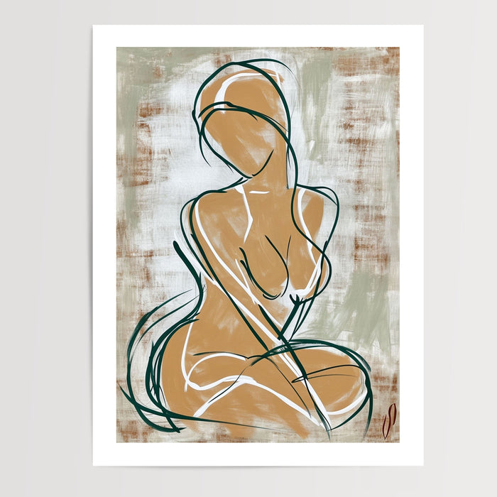 Poster Muse abstraite - Line art tout en douceur et retenue — Vierge - poster-presentation-produit — passe-partout blanc