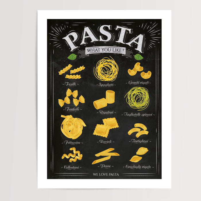 Poster Pâtes italiennes - Un air de dolce vita en cuisine — Vierge - poster-presentation-produit — passe-partout blanc