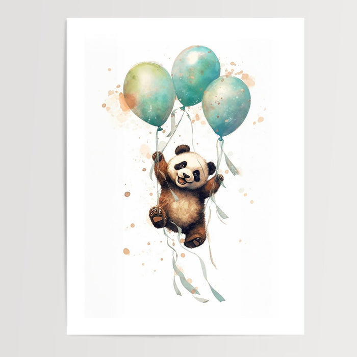 Poster Panda - Un envol tout doux dans un ciel pastel — Vierge - poster-presentation-produit — passe-partout blanc