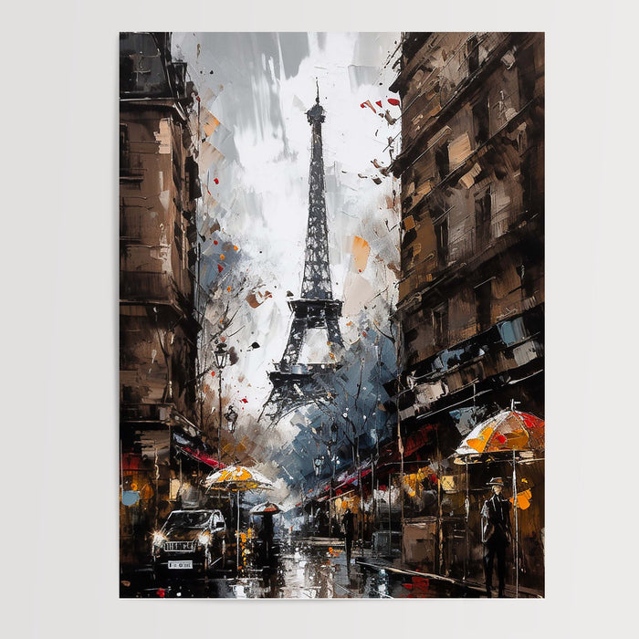 Poster Paris & Tour Eiffel - Une rue parisienne au charme haussmannien — Vierge - poster-presentation-produit
