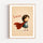 Poster personnalisé enfant super-héros avec prénom Lucas cape rouge fond beige style aquarelle — passe-partout blanc