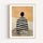 Poster personnalisé famille silhouette homme rayures noir blanc fond ocre art contemporain — passe-partout blanc
