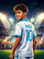 Personalized soccer poster: smiling teen in a Marseille white jersey, name and number 10 on the back