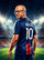 Personalized soccer print: dad in a Parisian navy jersey, name and number 10 printed on the back