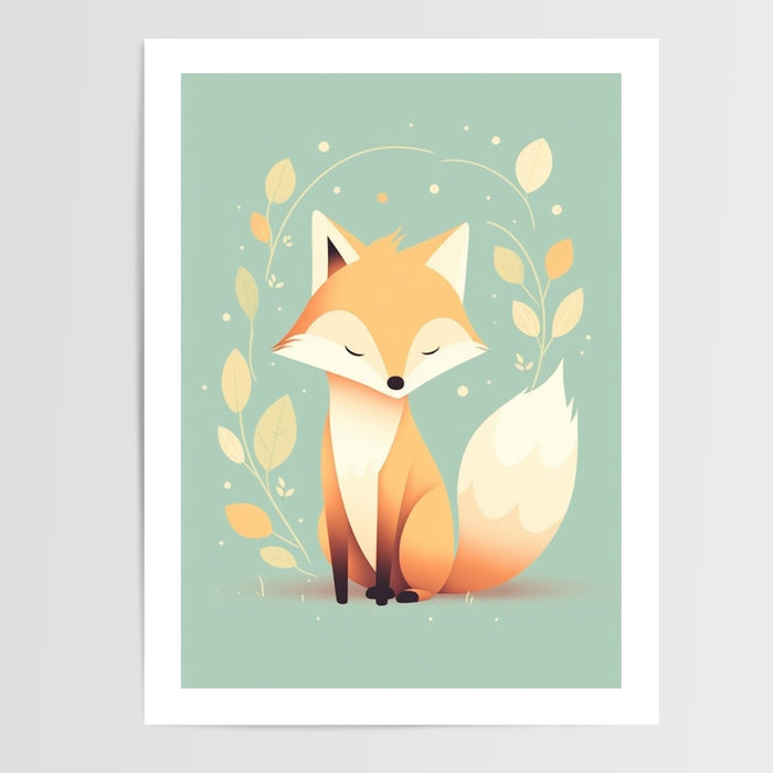 Poster Petit Renard - Douceur pastel pour rêver éveillé — Vierge - poster-presentation-produit — passe-partout blanc