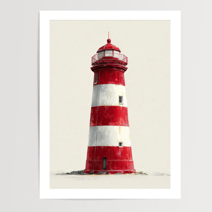 Poster Phare rouge - Un vent de large sur vos murs — Vierge - poster-presentation-produit — passe-partout blanc