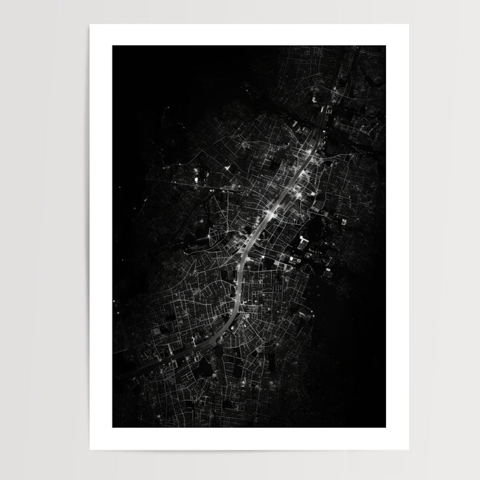 Poster Plan de ville - Vue aérienne en noir et blanc — Vierge - poster-presentation-produit — passe-partout blanc