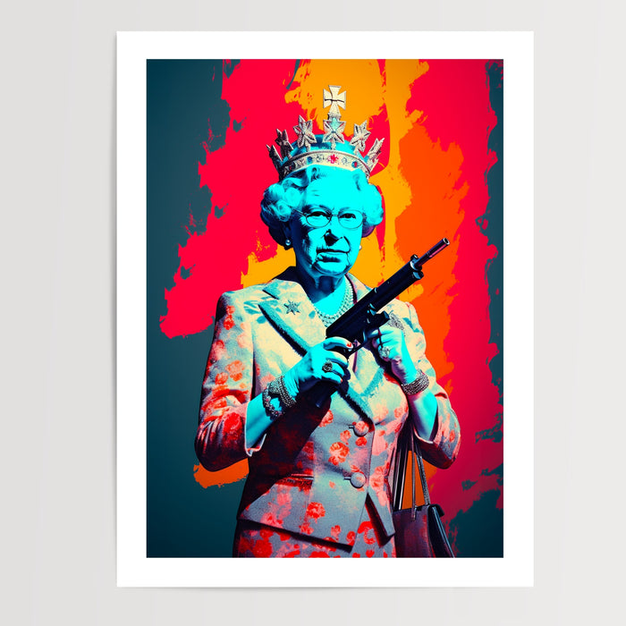 Poster Queen Élisabeth - La reine revisitée en icône pop art rebelle — Vierge - poster-presentation-produit — passe-partout blanc