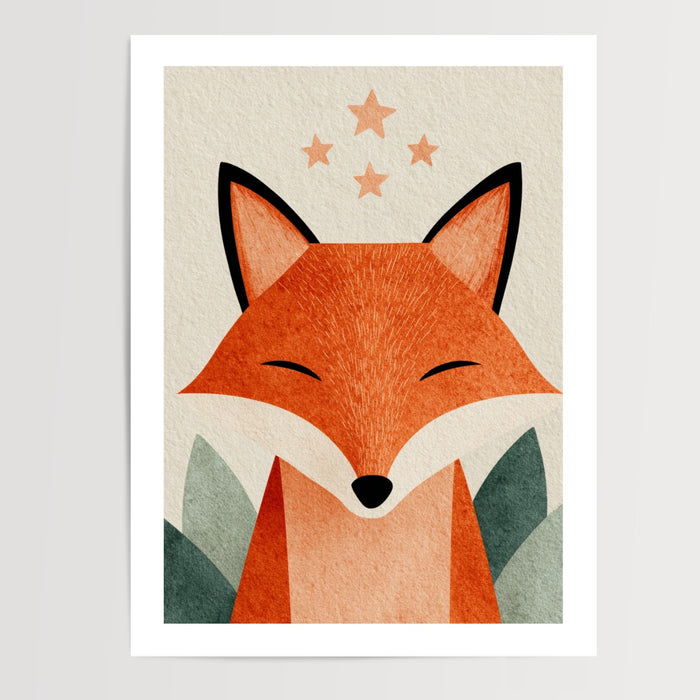 Poster Renard endormi - Tendresse étoilée et douceur apaisante — Vierge - poster-presentation-produit — passe-partout blanc