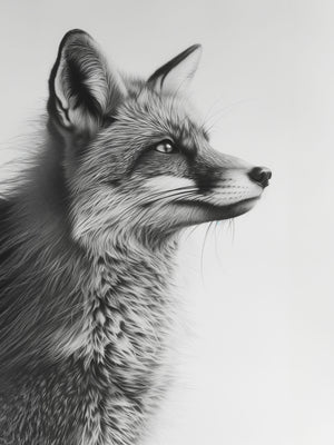 black and white fox portrait