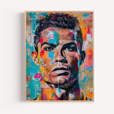 Cristiano Ronaldo Street Art Poster – Vibrant Color Portrait