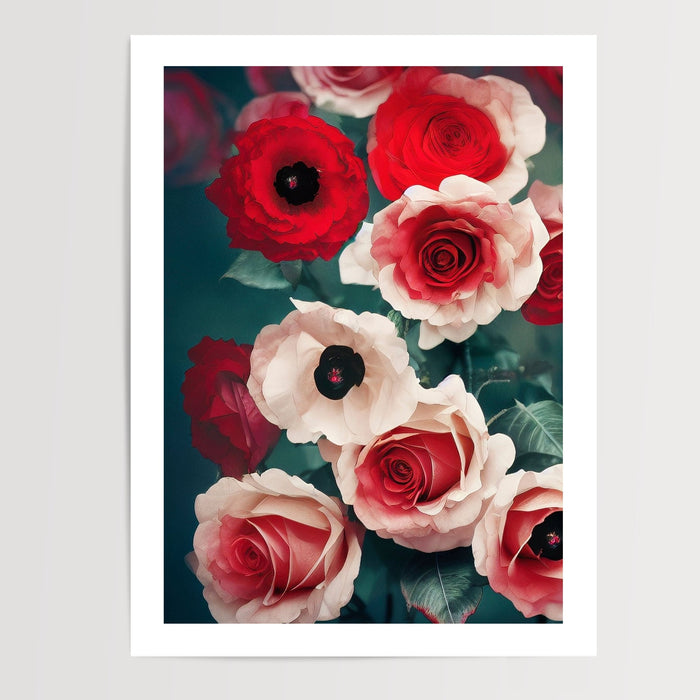 Poster Roses - Douceur fleurie et sérénité lumineuse — Vierge - poster-presentation-produit — passe-partout blanc