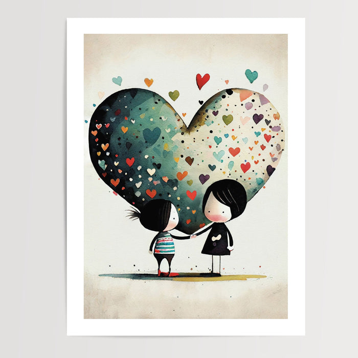 Poster Sœurs - Tendresse pastel et amour fraternel — Vierge - poster-presentation-produit — passe-partout blanc