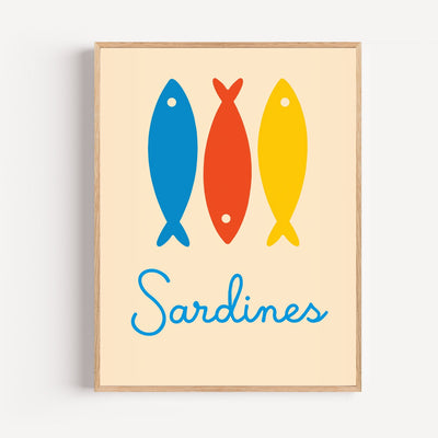 Küchenposter: Bunte Sardinen im mediterranen Stil