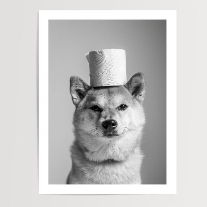 Poster Shiba Inu - Clin d'œil malicieux pour vos toilettes — Vierge - poster-presentation-produit — passe-partout blanc